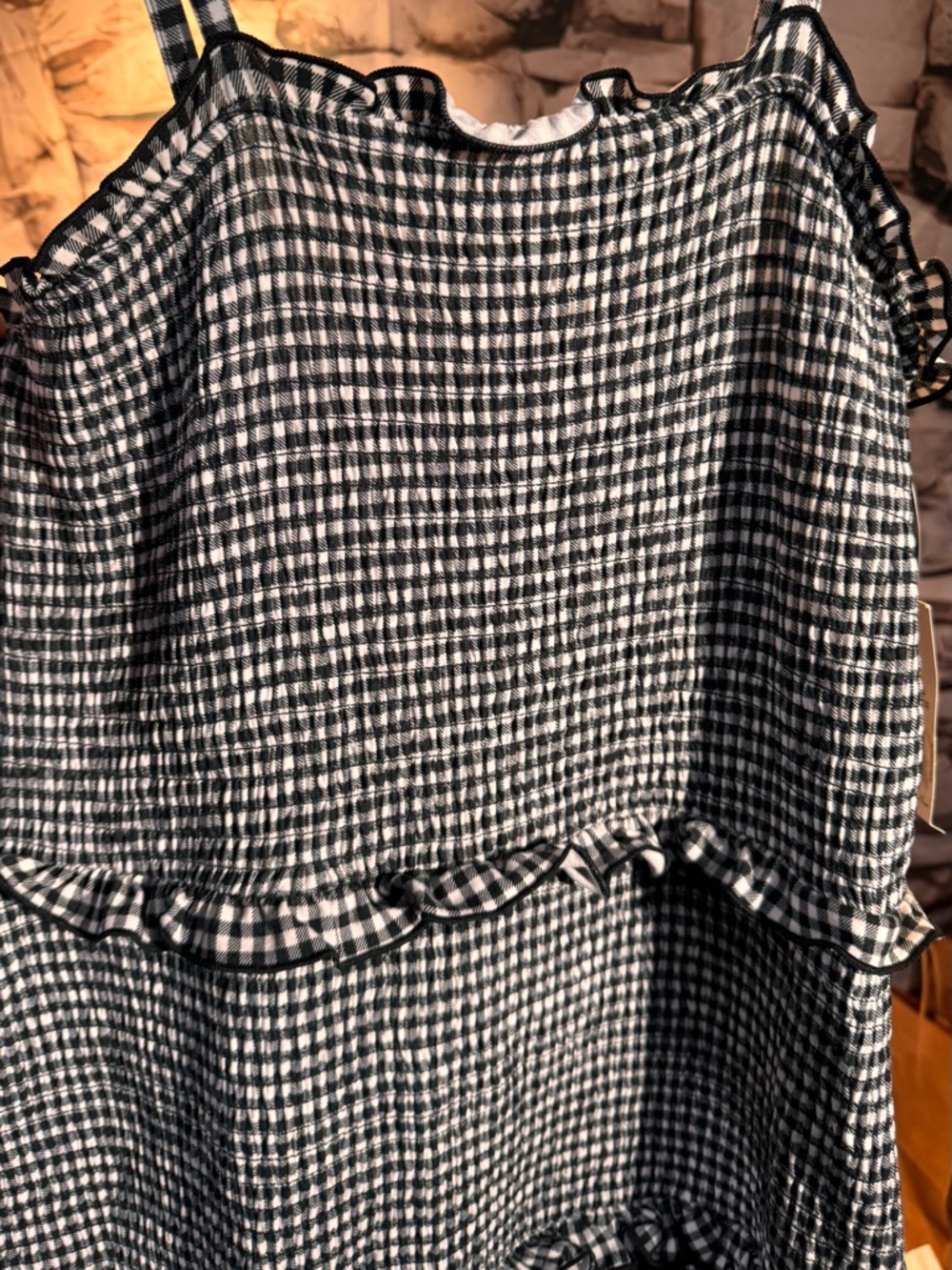 No Boundaries Black and White Gingham Ruffle Dress